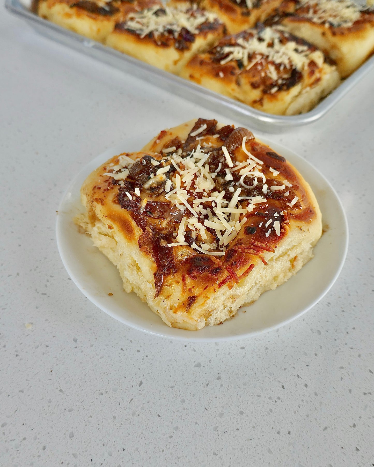 Caramelized onion garlic cheese